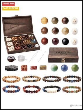 Wood & Stone Beads for Jewelry Making - DIY Bracelet Kit 296